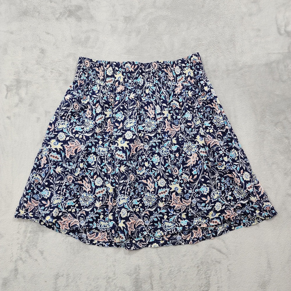 Old Navy Skirt Womens XS Blue Floral‎ A-Line Mini Smocked Waist Cotton Summer